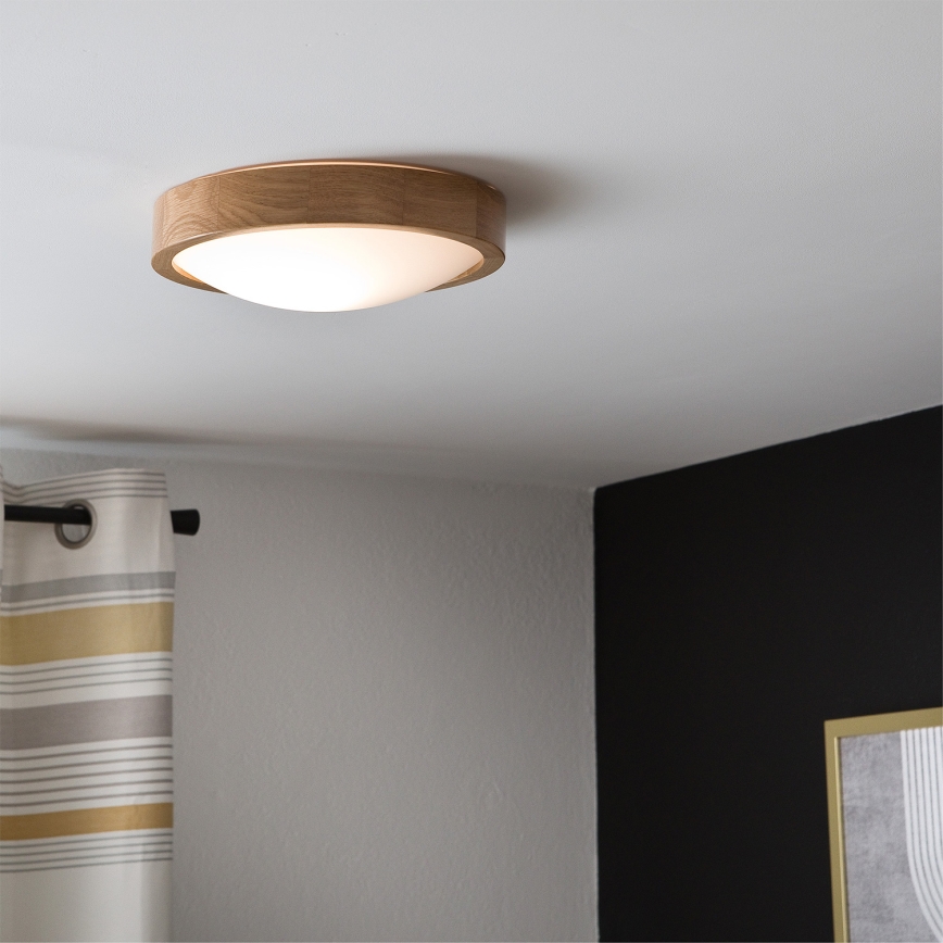 Brilagi - LED RGBW Stmívatelné stropní svítidlo CARVALHO SLIM 1xE27/9W/230V 2700-6500K Wi-Fi dub pr. 27 cm
