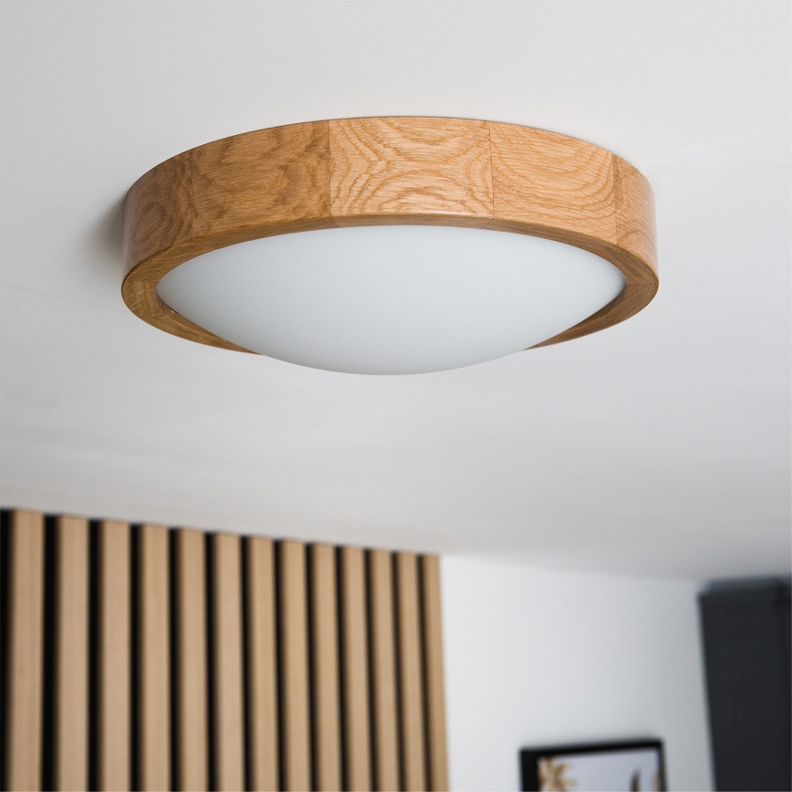 Brilagi - LED RGBW Stmívatelné stropní svítidlo CARVALHO SLIM 1xE27/9W/230V 2700-6500K Wi-Fi dub pr. 27 cm