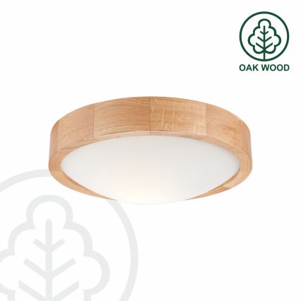 Brilagi - LED RGBW Stmívatelné stropní svítidlo CARVALHO SLIM 1xE27/9W/230V 2700-6500K Wi-Fi dub pr. 27 cm