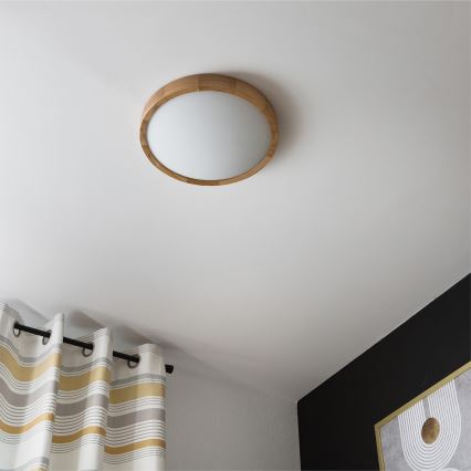 BRILAGI - LED RGBW Stmívatelné stropní svítidlo CARVALHO SLIM 2xE27/12W/230V 2700-6500K dub pr. 37 cm