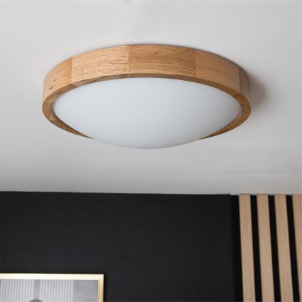 Brilagi - LED RGBW Stmívatelné stropní svítidlo CARVALHO SLIM 2xE27/9W/230V 2700-6500K Wi-Fi dub pr. 37 cm