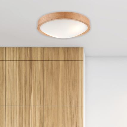 Brilagi - LED RGBW Stmívatelné stropní svítidlo CARVALHO SLIM 2xE27/9W/230V 2700-6500K Wi-Fi dub pr. 37 cm