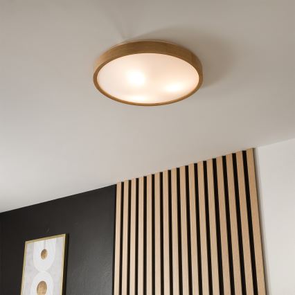 Brilagi - LED RGBW Stmívatelné stropní svítidlo CARVALHO SLIM 3xE27/9W/230V 2700-6500K Wi-Fi dub pr. 47 cm