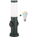 Brilagi - LED RGBW Stmívatelná venkovní lampa se 2 zásuvkami 1xE27/15W/230V 2700-6500K IP44 40 cm antracit