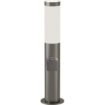 Brilagi - LED RGBW Stmívatelná venkovní lampa se zásuvkou ELIA 1xE27/6,5W/230V 2700-6500K IP44 Wi-Fi 50 cm matný chrom