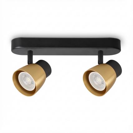 Brilagi - LED RGBW Stmívatelné bodové svítidlo NUGGET 2xGU10/4,8W/230V 3000K černá/zlatá + dálkové ovládání