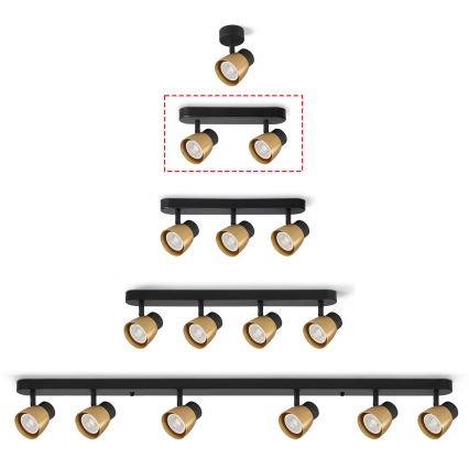 Brilagi - LED RGBW Stmívatelné bodové svítidlo NUGGET 2xGU10/4,8W/230V 3000K černá/zlatá + dálkové ovládání