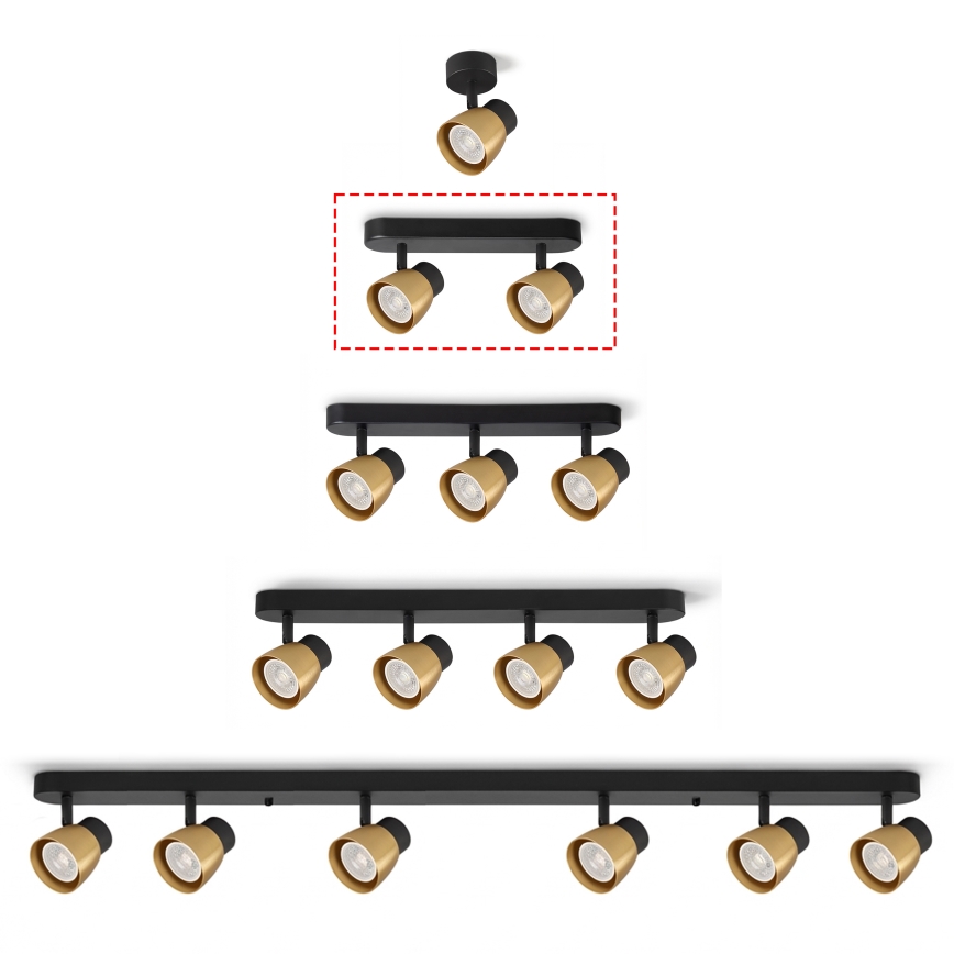 Brilagi - LED RGBW Stmívatelné bodové svítidlo NUGGET 2xGU10/6W/230V 3000K černá/zlatá + dálkové ovládání
