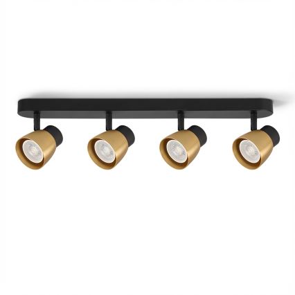 Brilagi - LED RGBW Stmívatelné bodové svítidlo NUGGET 4xGU10/6W/230V 3000K černá/zlatá + dálkové ovládání