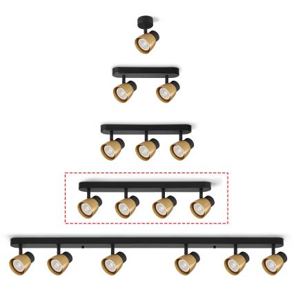 Brilagi - LED RGBW Stmívatelné bodové svítidlo NUGGET 4xGU10/6W/230V 3000K černá/zlatá + dálkové ovládání