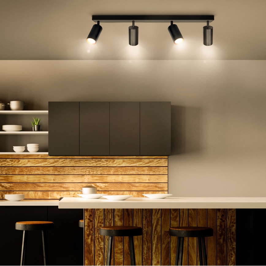 Brilagi - LED RGBW Stmívatelné bodové svítidlo SELE 4xGU10/4,8W/230V 3000K černá/zlatá + dálkové ovládání