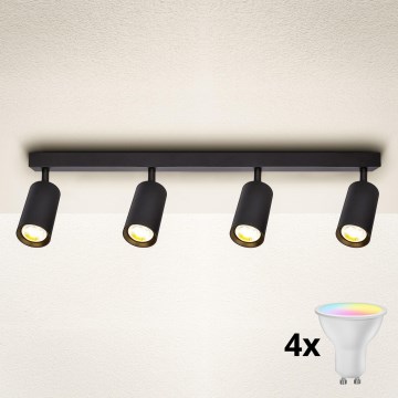 Brilagi - LED RGBW Stmívatelné bodové svítidlo SELE 4xGU10/6W/230V 3000K černá + dálkové ovládání
