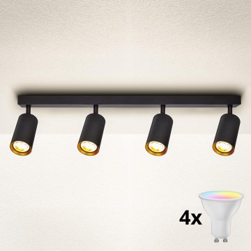 Brilagi - LED RGBW Stmívatelné bodové svítidlo SELE 4xGU10/6W/230V 3000K černá/zlatá + dálkové ovládání