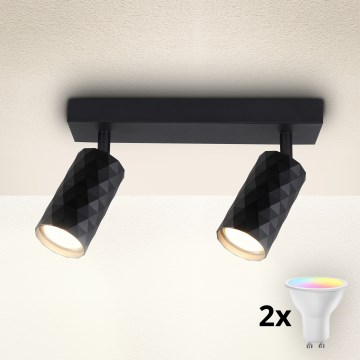 Brilagi - LED RGBW Stmívatelné bodové svítidlo SELE DIAMANT 2xGU10/6W/230V 3000K černá + dálkové ovládání
