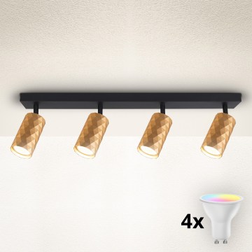 Brilagi - LED RGBW Stmívatelné bodové svítidlo SELE DIAMANT 4xGU10/4,8W/230V 3000K zlatá + dálkové ovládání