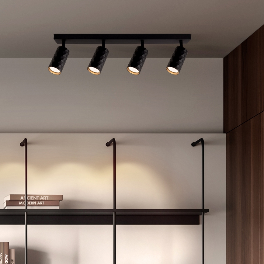 Brilagi - LED RGBW Stmívatelné bodové svítidlo SELE DIAMANT 4xGU10/4,8W/230V 3000K černá + dálkové ovládání