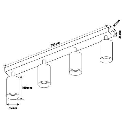 Brilagi - LED RGBW Stmívatelné bodové svítidlo SELE DIAMANT 4xGU10/6W/230V 3000K černá + dálkové ovládání