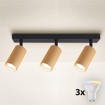 Brilagi - LED RGBW Stmívatelné bodové svítidlo SELE MODERN 3xGU10/4,8W/230V 3000K zlatá + dálkové ovládání