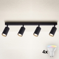 Brilagi - LED RGBW Stmívatelné bodové svítidlo SELE MODERN 4xGU10/4,8W/230V 3000K černá + dálkové ovládání