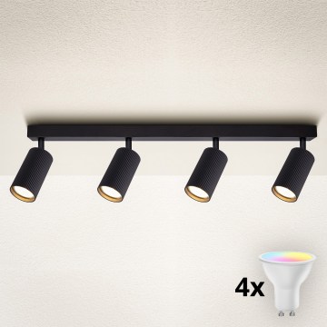 Brilagi - LED RGBW Stmívatelné bodové svítidlo SELE MODERN 4xGU10/4,8W/230V 3000K černá + dálkové ovládání