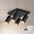 Brilagi - LED RGBW Stmívatelné bodové svítidlo SELE SQUARE 4xGU10/6,5W/230V 2700-6500K černá/zlatá