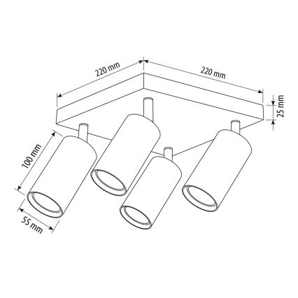 Brilagi - LED RGBW Stmívatelné bodové svítidlo SELE SQUARE 4xGU10/6,5W/230V 2700-6500K bílá