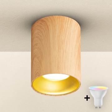 Brilagi - LED RGBW Stmívatelné bodové svítidlo TRINE 1xGU10/30W/230V 3000K Wi-Fi dekor dubu