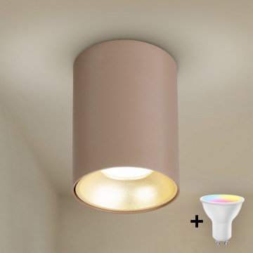 Brilagi - LED RGBW Stmívatelné bodové svítidlo TRINE 1xGU10/4,8W/230V 3000K béžová/zlatá + dálkové ovládání