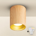Brilagi - LED RGBW Stmívatelné bodové svítidlo TRINE 1xGU10/4,8W/230V 3000K dekor dubu + dálkové ovládání