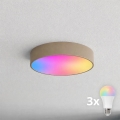 BRILAGI - LED RGBW Stmívatelné koupelnové stropní svítidlo CLARE 3xE27/12W/230V 2700-6500K pr. 40 cm IP54 béžová
