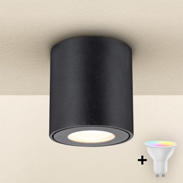 Brilagi - LED RGBW Stmívatelné koupelnové svítidlo MIA 1xGU10/4,8W/230V 3000K 84x80 mm černá IP54 + dálkové ovládání