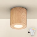 Brilagi - LED RGBW Stmívatelné koupelnové svítidlo MIA 1xGU10/4,8W/230V 3000K 84x80 mm dekor dubu IP44 + dálkové ovládání