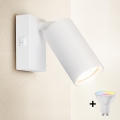 Brilagi - LED RGBW Stmívatelné nástěnné bodové svítidlo s vypínačem SELE 1xGU10/4,8W/230V 3000K bílá + dálkové ovládání