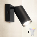Brilagi - LED RGBW Stmívatelné nástěnné bodové svítidlo s vypínačem SELE 1xGU10/4,8W/230V 3000K černá + dálkové ovládání