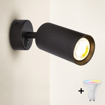 Brilagi - LED RGBW Stmívatelné nástěnné bodové svítidlo SELE 1xGU10/4,8W/230V 3000K černá + dálkové ovládání