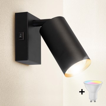 Brilagi - LED RGBW Stmívatelné nástěnné bodové svítidlo SELE 1xGU10/6W/230V 3000K černá/zlatá + dálkové ovládání