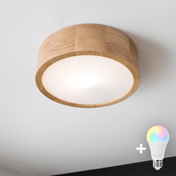 BRILAGI - LED RGBW Stmívatelné stropní svítidlo CARVALHO 1xE27/12W/230V 2700-6500K dub pr. 27,5 cm