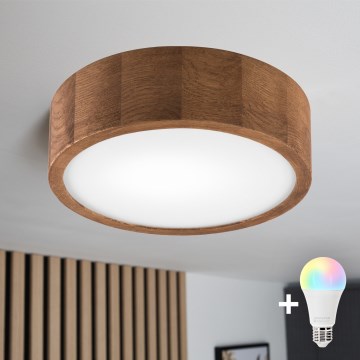 Brilagi - LED RGBW Stmívatelné stropní svítidlo CARVALHO 1xE27/9W/230V 2700-6500K Wi-Fi dub pr. 27,5 cm