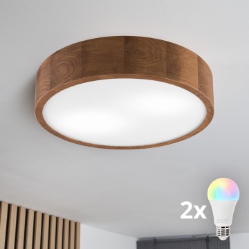 BRILAGI - LED RGBW Stmívatelné stropní svítidlo CARVALHO 2xE27/12W/230V 2700-6500K dub pr. 37,5 cm