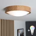 BRILAGI - LED RGBW Stmívatelné stropní svítidlo CARVALHO SLIM 1xE27/12W/230V 2700-6500K dub pr. 27 cm