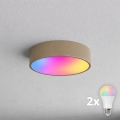 BRILAGI - LED RGBW Stmívatelné stropní svítidlo CLARE 2xE27/12W/230V 2700-6500K pr. 30 cm béžová