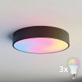 BRILAGI - LED RGBW Stmívatelné stropní svítidlo CLARE 3xE27/12W/230V 2700-6500K pr. 40 cm černá