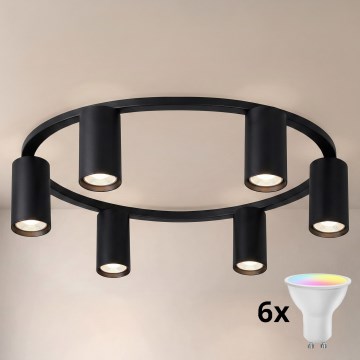 Brilagi - LED RGBW Stmívatelné stropní svítidlo SELE 6xGU10/6,5W/230V 2700-6500K černá + dálkové ovládání