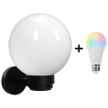 Brilagi - LED RGBW Stmívatelné venkovní nástěnné svítidlo HARBOR 1xE27/15W/230V 2700-6500K IP33 černá/bílá
