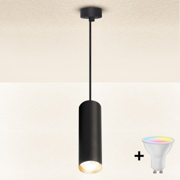 Brilagi - LED RGBW Stmívatelný lustr na lanku SELE 1xGU10/4,8W/230V 3000K černá/zlatá + dálkové ovládání