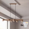 Brilagi - LED RGBW Stmívatelný lustr na lanku SELE 6xGU10/6,5W/230V 2700-6500K béžová + dálkové ovládání