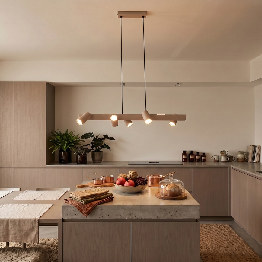 Brilagi - LED RGBW Stmívatelný lustr na lanku SELE 6xGU10/6,5W/230V 2700-6500K béžová + dálkové ovládání