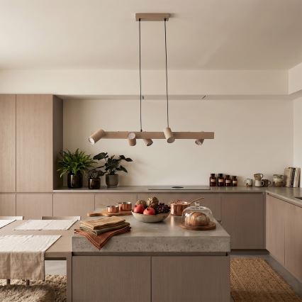 Brilagi - LED RGBW Stmívatelný lustr na lanku SELE 6xGU10/6,5W/230V 2700-6500K béžová + dálkové ovládání