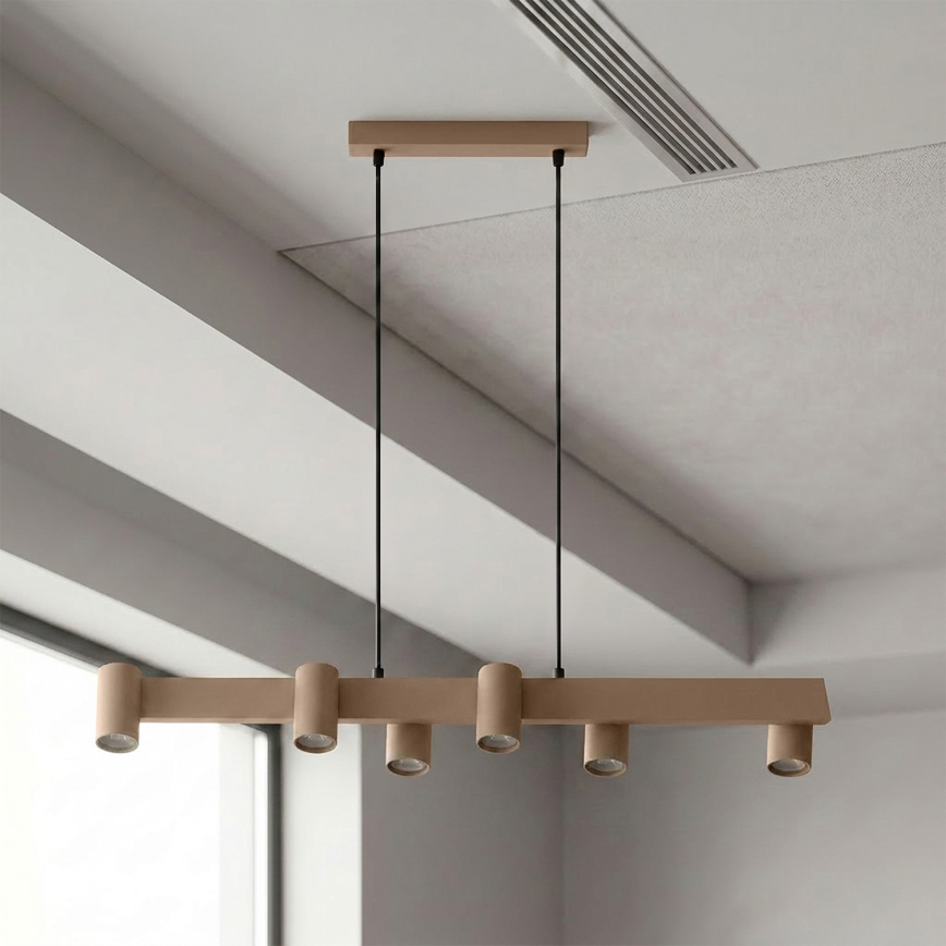 Brilagi - LED RGBW Stmívatelný lustr na lanku SELE 6xGU10/6,5W/230V 2700-6500K béžová + dálkové ovládání