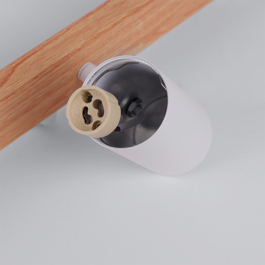 Brilagi - LED RGBW Stmívatelný lustr na lanku SELE 6xGU10/6,5W/230V 2700-6500K bílá/dekor dubu + dálkové ovládání